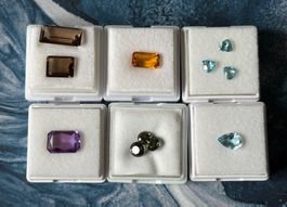Lot Edelsteine Topas, Amethyst, Citrin, Spinell, Rauchquarz