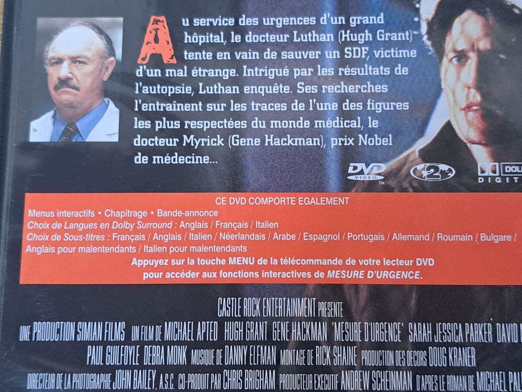 Tutti i DVDs: IMPORT  Mesure d' Urgence (Extreme Measures) Grant & Hackman – Usato da Unterseen venduto da Kanica 3