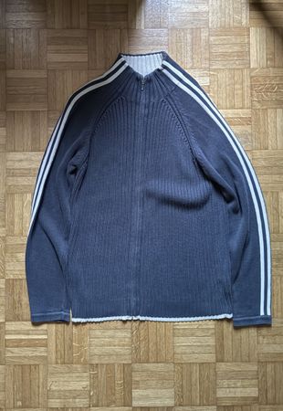 Vintage Knit zip up blue/white