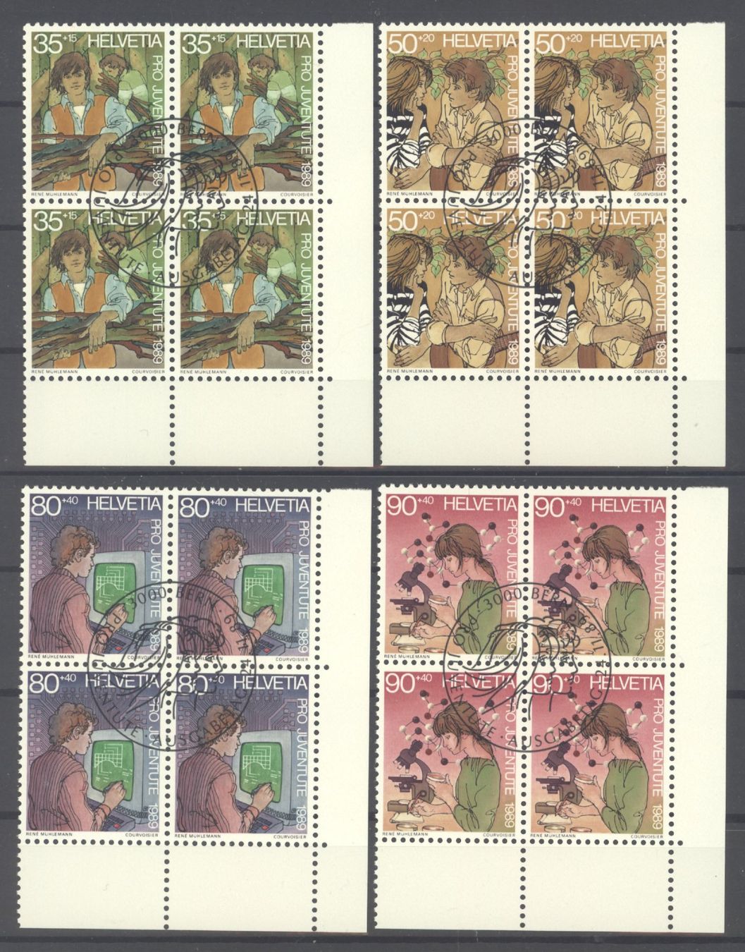 Tutti i francobolli: 1989, Pro Juventute, Viererblöcke, ET – Usato da Willisau venduto da Vollstempel