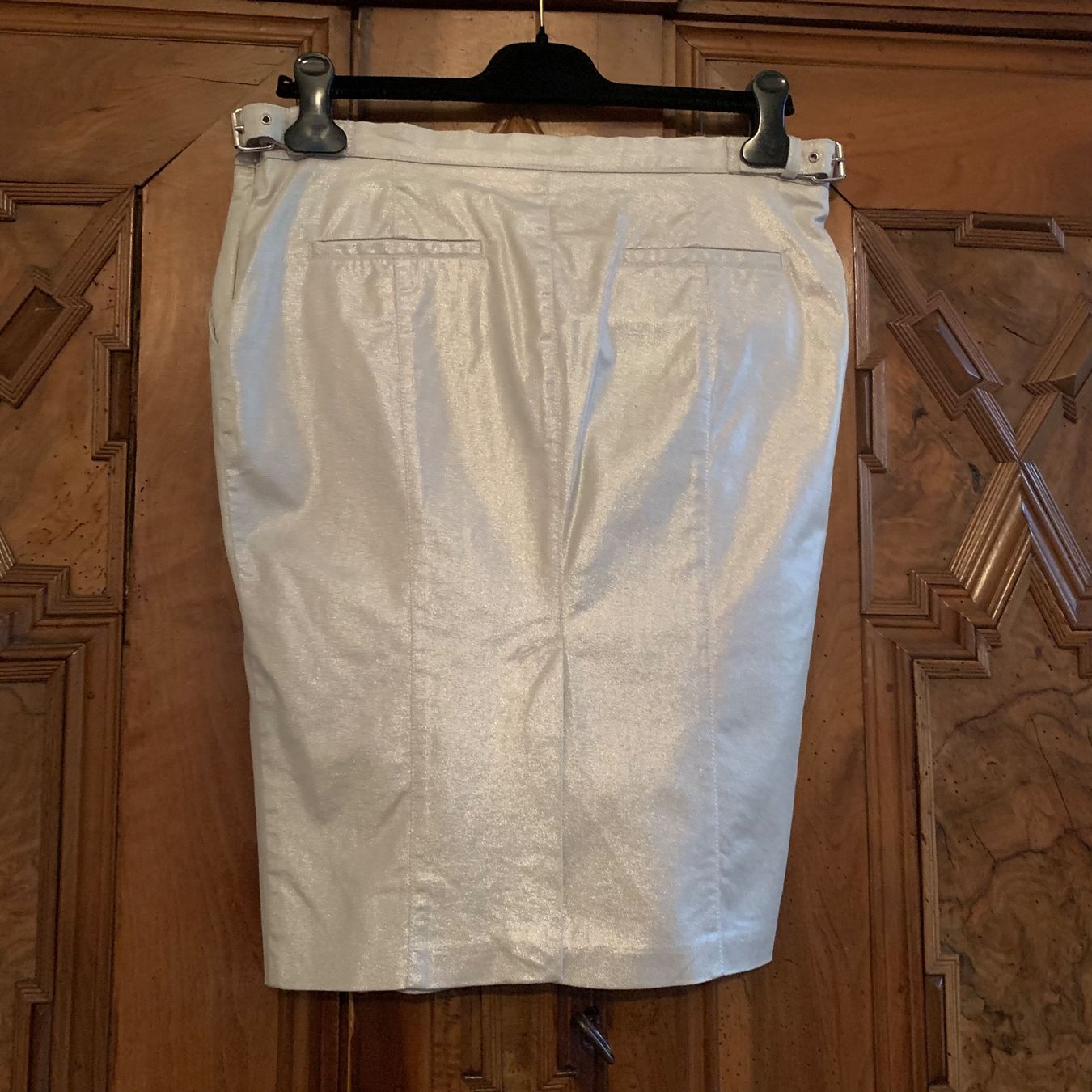 Moschino Röcke: MOSCHINO Silber metallic Jeans Rock Gr. 44IT – Gebraucht aus Interlaken von Bona55 5