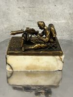 Skulptur Soldat Maschinengewehr Marmor Signiert T. Henn