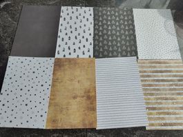8 Stk Bastelpapier 170g 14x21cm Weihnachten Baum Gold
