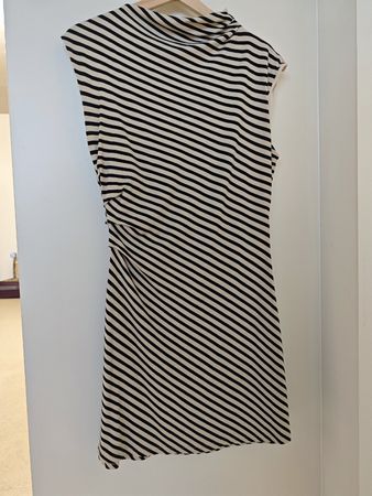 H&M Striped Dress, Size M, Beige and Black Stripes 🤎🖤