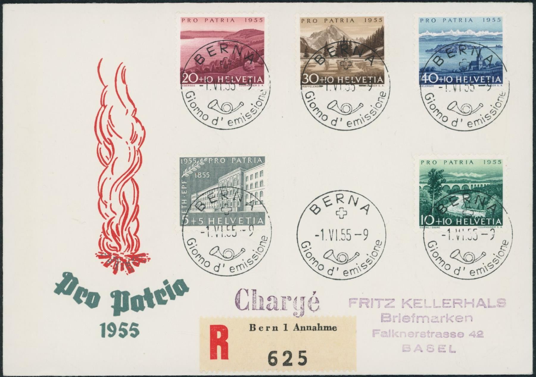 Tutti i francobolli: 1955 - Pro Patria - FDC ET · it – Usato da Schindellegi venduto da leecollect