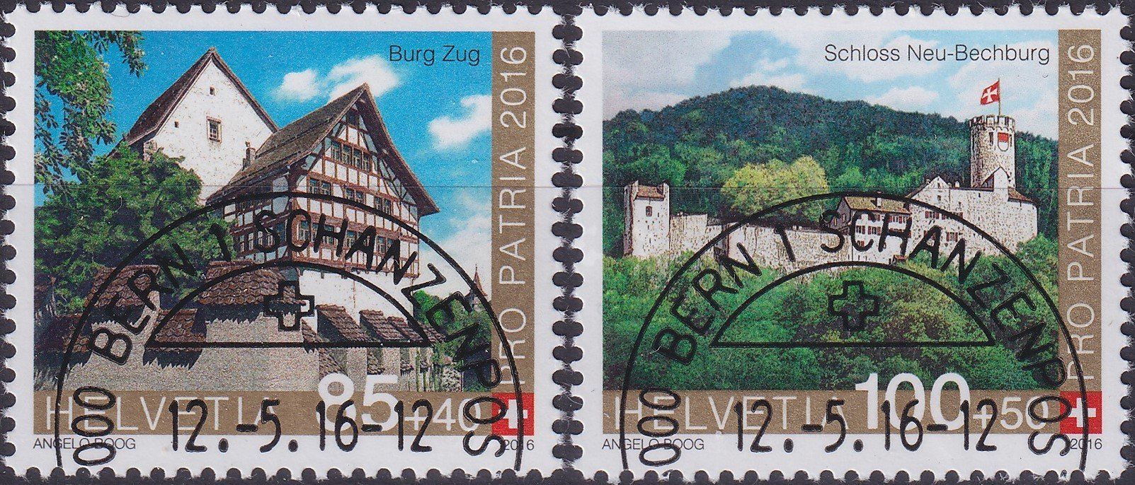 Tutti i francobolli: 2016, B333-B334 mit Ersttags-Halbmond-Stempel BERN – Usato da Sursee venduto da Luzernerraute