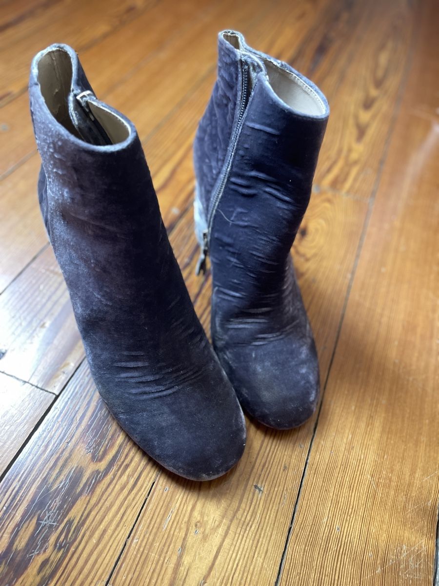 Zara Scarpe da donna: Stivaletti in velluto grigio blu – Usato da Zürich venduto da VFC161 4