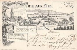 Côte-aux-Fées NE Panorama belebt Litho