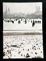 2 Postkarten 1963 gefrorener Zürichsee
