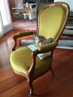 Fauteuil Louis XV style ancien tissu fleuri bois massif