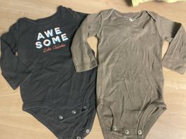 2 Baby Bodys Carters Langarm Gr.74 mit Neu 