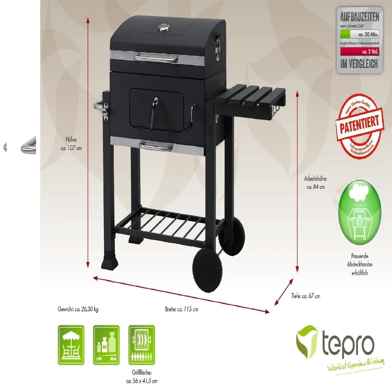 Griglie: Gartengrill Grillwagen Grill Grillfläche: 56x42cm – Nuovo e nell'imballaggio originale da Wallenwil venduto da toesstal-vertrieb 7