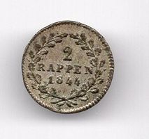 (1960) Schwyz, 2 Rappen 1844, top, stgl