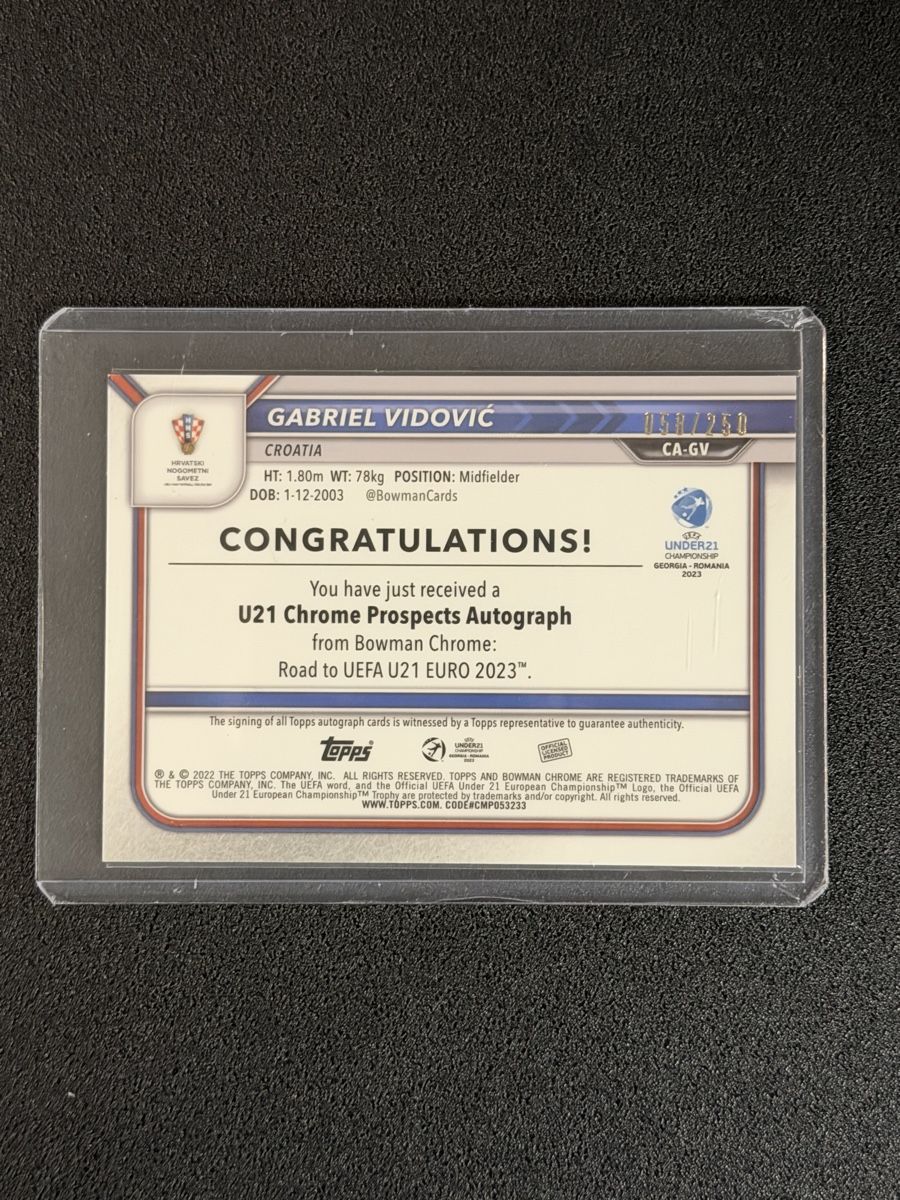 Topps Carte collezionabili: Carte Gabriel Vidovic Chrome Bowman Autographe original – Nuovo (secondo la descrizione) da SION venduto da MARCO-P-SION 1