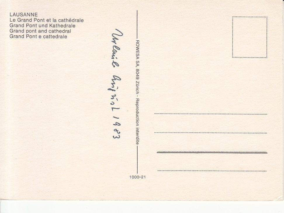 Cartoline postali: Lausanne 1983 – Usato da Bürglen TG venduto da StampGraf 1