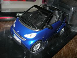 Smart fortwo Cabrio 2007 blau / schwarz * Minichamps 1:18