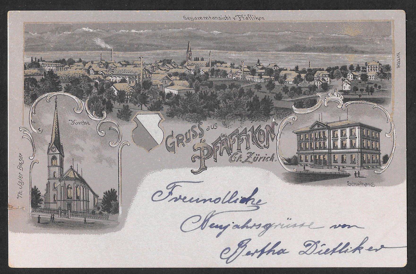 Cartoline postali: Pfäffikon Nachtlithografie 3 Bilder – Usato da Olten venduto da clotaldi