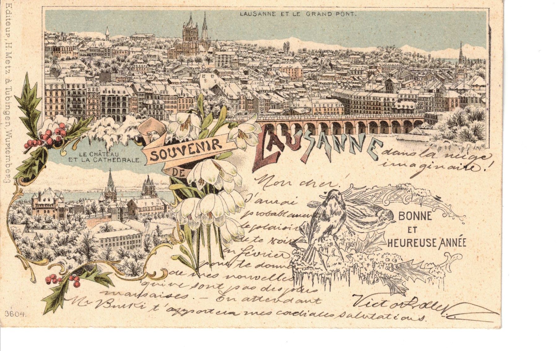 Cartoline postali: 1896 Litho von Lausanne – Usato da Bottmingen venduto da Golferin