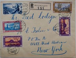 1930 PJ Satzbrief J49-J52 von Binningen nach New York