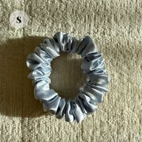 10# light blue 100% Mulberry Silk Scrunchie Size S - NEW