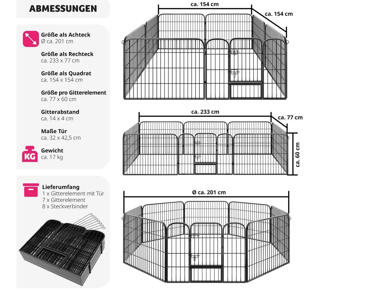 Käfige, Transport & Sicherheit: Welpenauslauf 8-eckig 60 cm – Neu (gemäss Beschreibung) aus Steinhausen von Retourenprofis 1