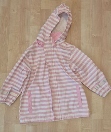 Regenjacke gestreift rosa weiss Grösse 110 guter Zustand