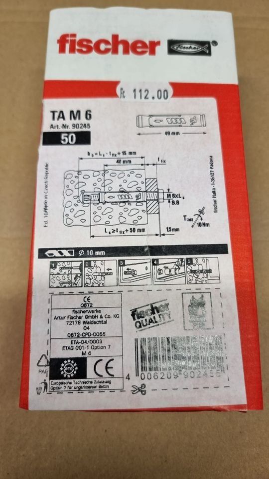 Fischer Tutti gli attrezzi: Fischer 50Stk. Schwerlastanker / Anker TA M6 – Nuovo (secondo la descrizione) da Rebstein venduto da James-Dean