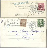 1903/04, VILLENEUVE 2 x STAB-0 (1xBLAU, 1xGRAU-BALU), SCHÖN