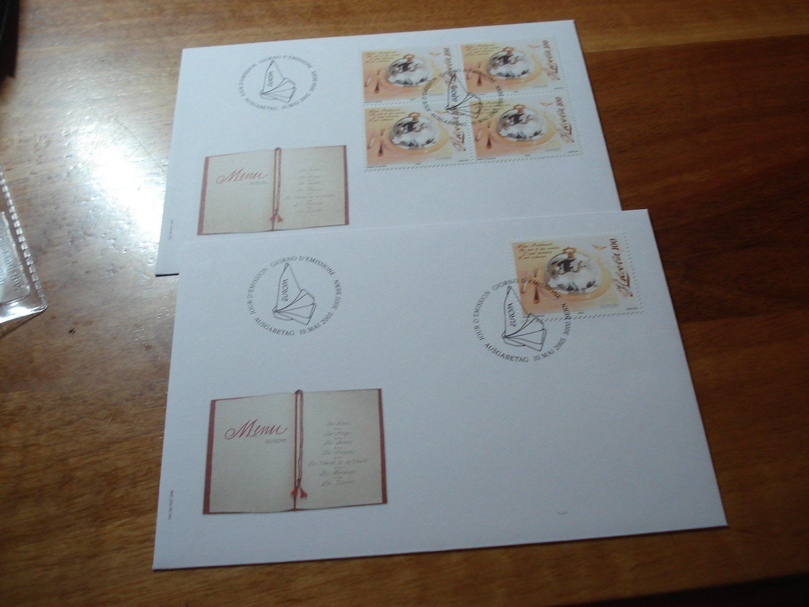 Tutti i francobolli: Marke Europa "Menu", 2005, FDC Marke + 4erblock – Usato da Niederwil AG venduto da morostahu 1