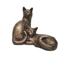 Katzen Figur mit Bronzepulver Kunst-Skulptur Kätzchen Mieze