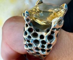 Unikat Silberring mit hellem  itrin 18,41 Carat