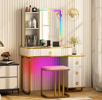 + Schminktisch Set mit Hocker Frisiertisch mit LED & kabelod