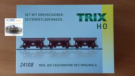 TRIX 24108 - Drehschieber-Seitenentladewagen mit Echtkohle!