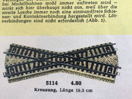 Märklin H0 Kreuzung 5114, Länge 19.3 cm - gebraucht