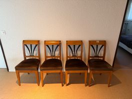 4x Biedermeier Stühle um 1830 – Kirschbaum mit Fächerlehne