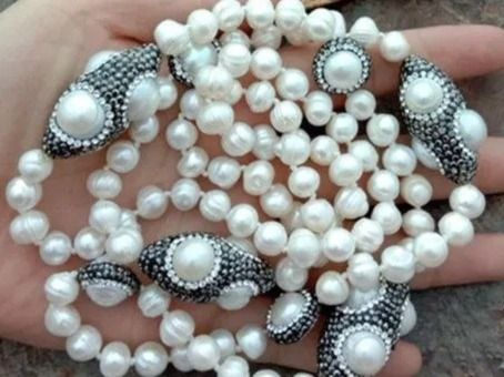 Ketten: Statement 96cm weiss Perlen Kette Echt Collier Perle blanche – Neu (gemäss Beschreibung) aus Prilly von ilyria73 6