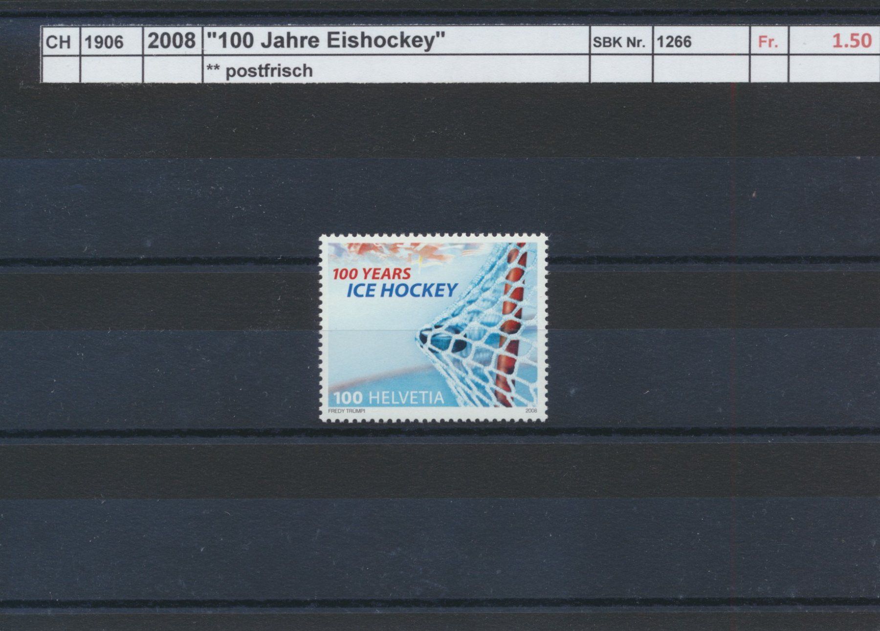 Alle Briefmarken: 2008 "100 Jahre Eishockey", ** postfrisch – Neu (gemäss Beschreibung) aus Winterthur von Zupogeru