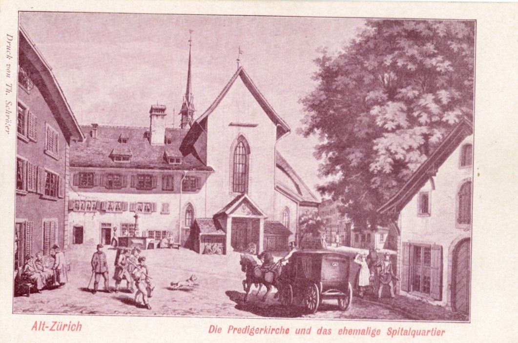 Cartoline postali: Zürich   ZH   -     ehemaliges Spitalquartier      ca. 1900 – Usato da Brig venduto da Valcards54