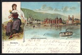 Litho Zürich, Ortsansicht, Züricherin 