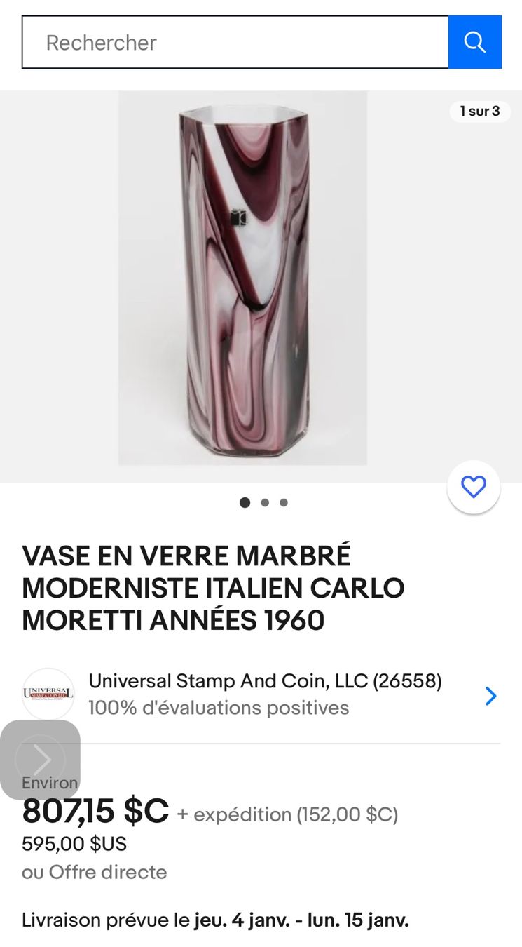 Vasi & Recipienti: JOLI VASE DE MURANO – Usato da Brügg BE venduto da traindenuit 3
