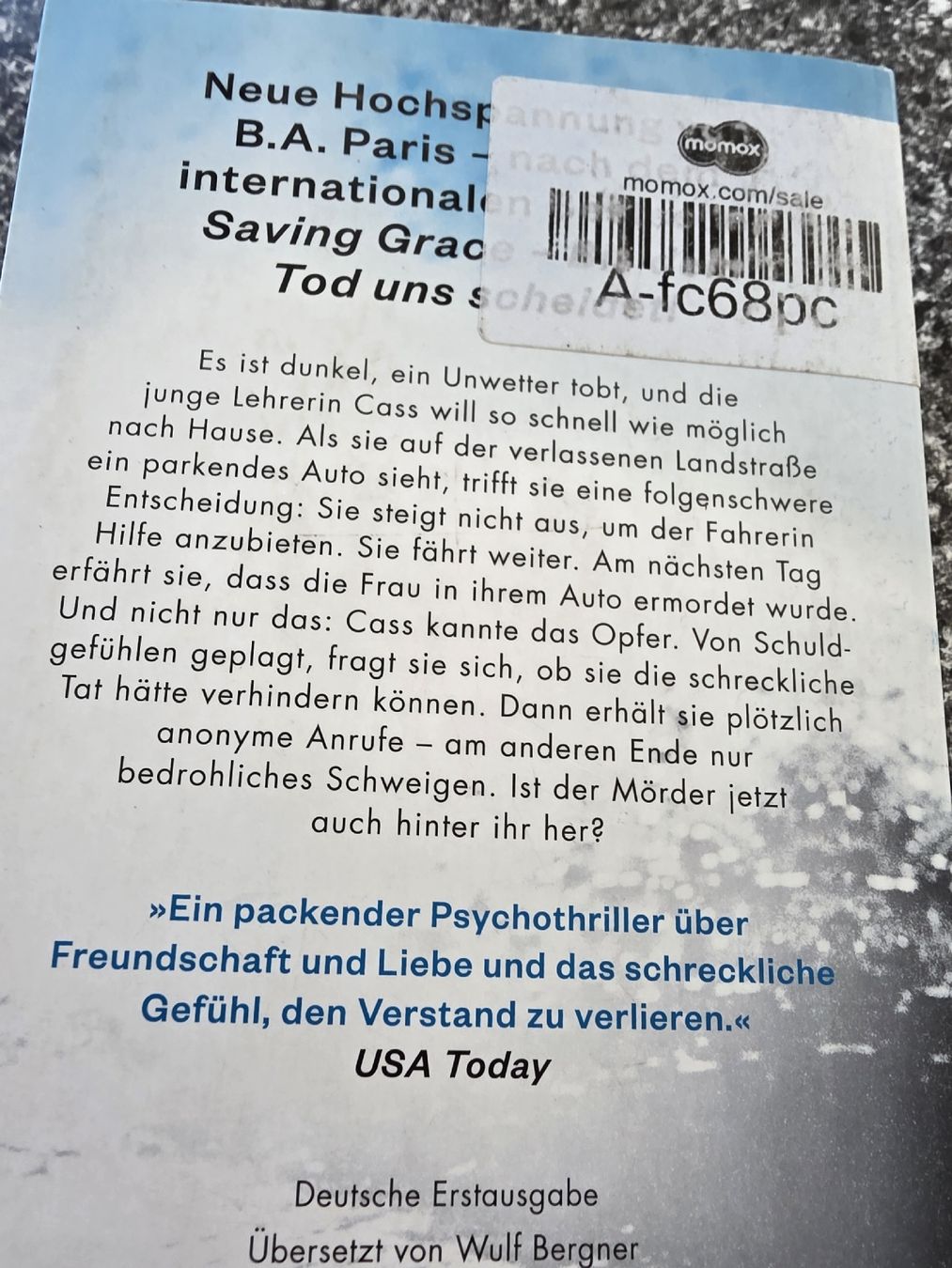 Bücher: B. A. Paris Breakdown Psychothriller  – Gebraucht aus Madiswil von Sandraho 1