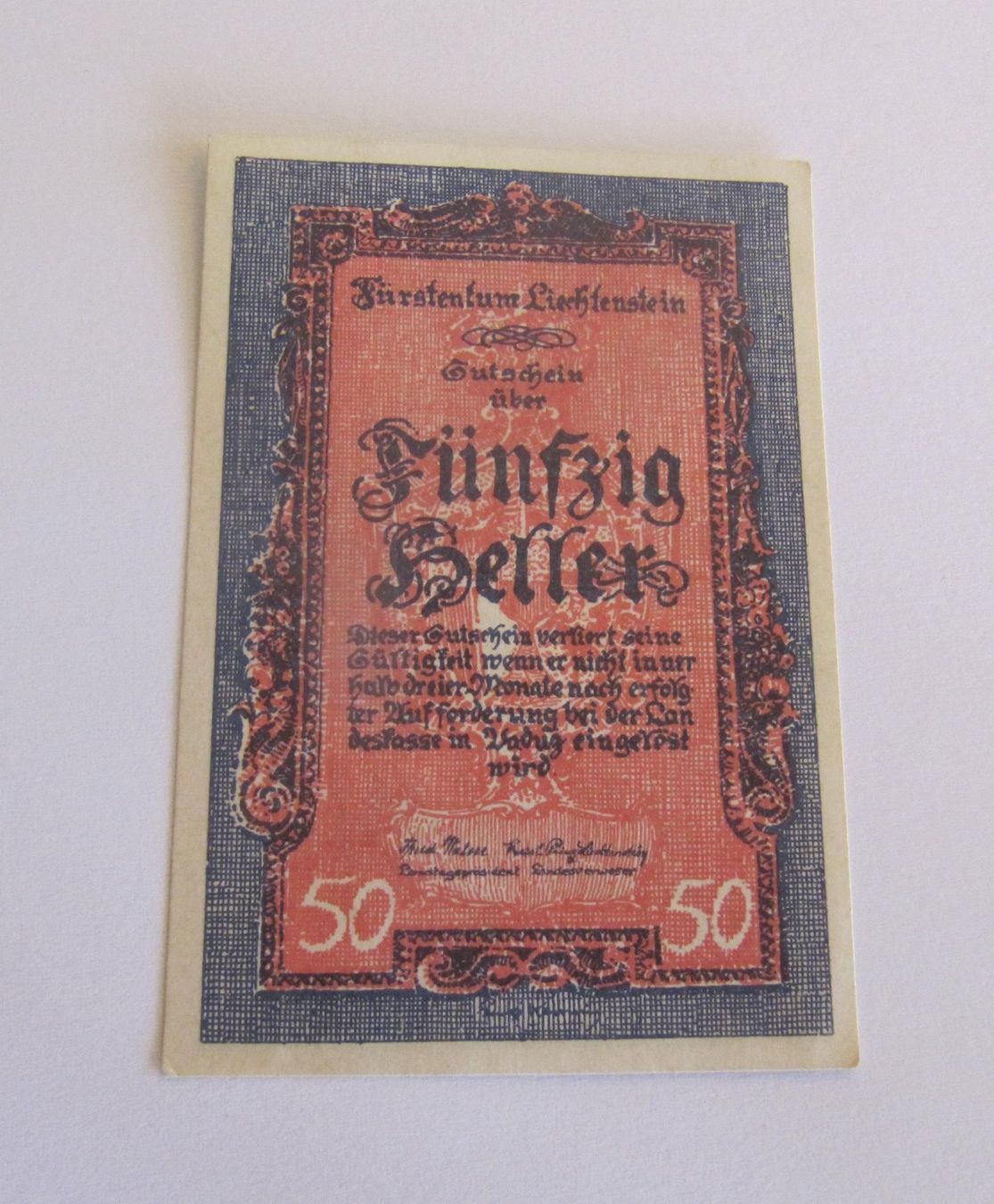 Banknoten: Banknote 50 Heller 1920 (Bankfrisch) – Neu (gemäss Beschreibung) aus Moosleerau von Braten