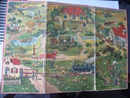 ANTIKER SPIELPLAN KARTON REISEKARTE CA. 20ER JAHRE