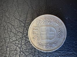 Lot de 2 pièces 5 Fr Suisse en argent (1935 & 1940