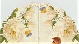2 Servietten rund weisse Rose mit Schmetterling