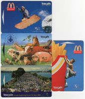 4 Neuseeland Telefonkarten mit u. a. zweimal Mc Donald's