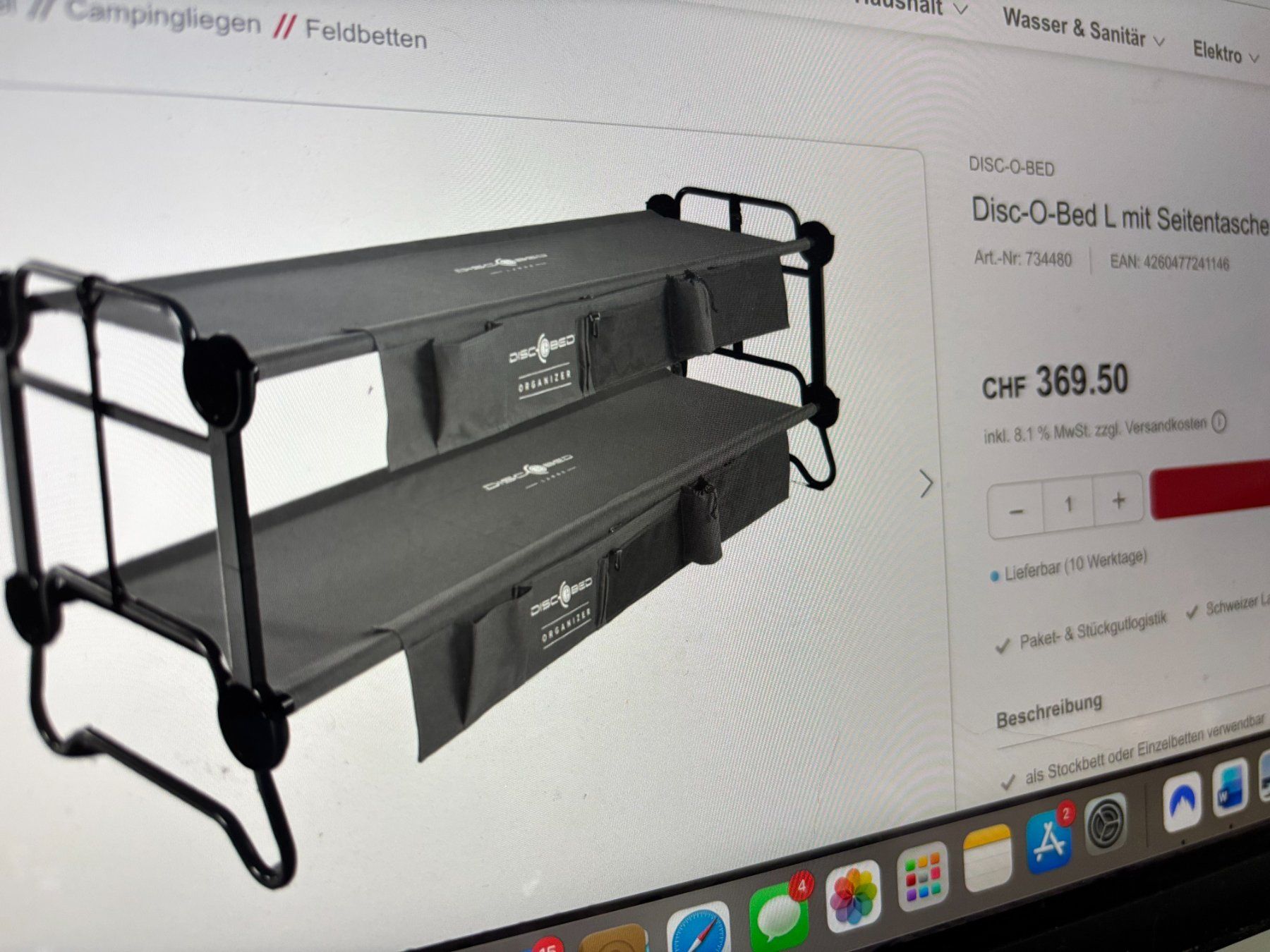 Letti: Disc-O-Bed Single XLT / Campinglege mit Seitentasche – Usato da Meilen venduto da Boosundara 2
