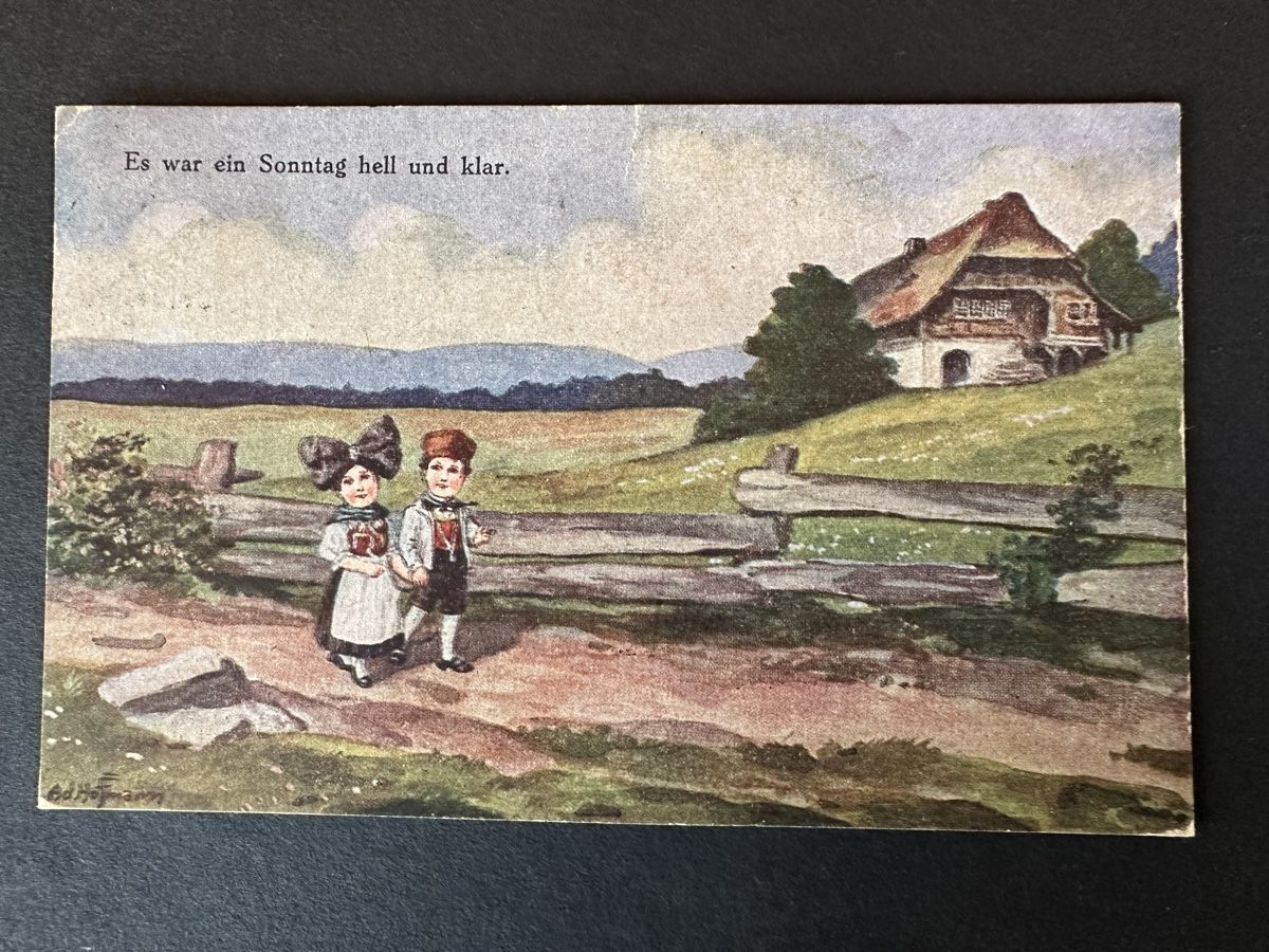 Ansichtskarten: Schweiz- AK Es war ein Sonntag hell und klar 1921 – Gebraucht aus Schmitten / FR von Samsara169