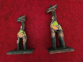 Holzgiraffen Deko Figuren Set Handbemalt Afrika Stil
