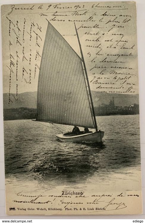 ZÜRICH - ZÜRICHSEE 1903 - Segelboot. Animierte. Seltene !!! (Gebraucht ...